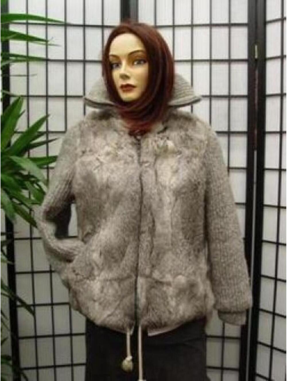 PRE-OWNED RABBIT FUR  WITH WOOL JACKET  SZ MEDIUM